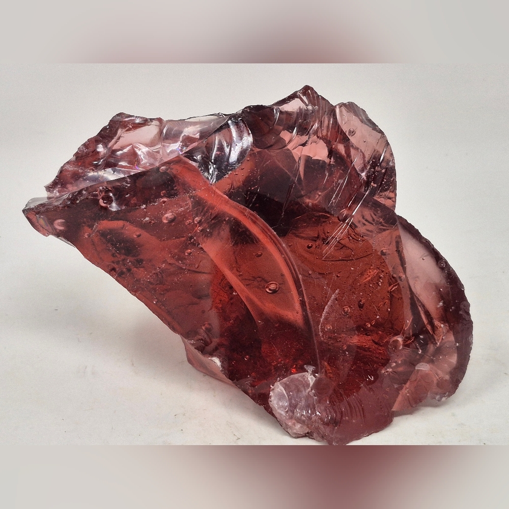 Cranberry Coloured Slag Glass Peice